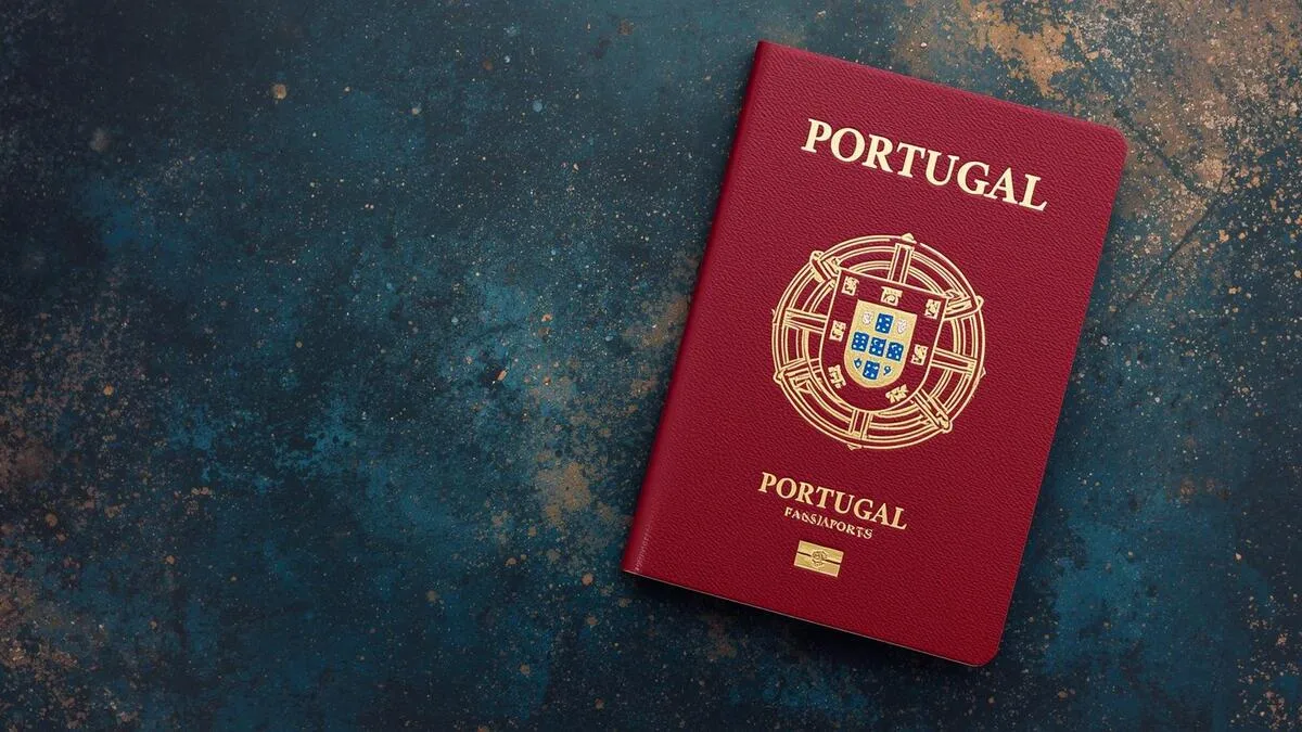 Passeport portugais avec un visa doré, symbolisant le programme Golden Visa.
